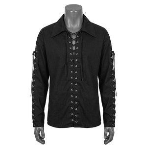 Customized <b>Men's</b> Gothic Lace-Up Fashion Long Sleeve Shirt Comfortable Breathable Fabric Factory Supplies 2026 - Product Image 1