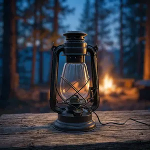 Linterna Eléctrica Decorativa de Hierro Negra |   Lámpara LED Metálica |   Farol Decorativo de Estilo Vintage para Decoración del Hogar, Sala de Estar - Product Image 5