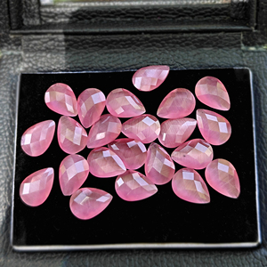 Pierres en vrac œil-de-chat rose synthétiques taille poire 10x14mm, polies et brillantes, fournitures de bijoux artisanaux, accessoires en cristal - Product Image 5