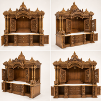 Mandapam en bois de grande taille pour la maison, style dôme personnalisé, unité d'armoire de temple Pooja en bois sculptée à la main, temple hindou, Australie