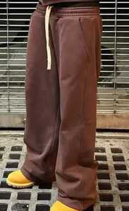 Pantalon d'hiver pour homme en molleton de coton premium 350 GSM, coupe droite, délavage à la pierre, avec cordon de serrage et taille élastique, jambe large - Product Image 6