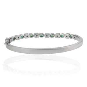 Luxury Women's 925 Sterling Silver 100% Genuine Emerald Round & Pear Cut Gemstone <b>Bangle</b> <b>Bracelet</b> For Everyday Wear Jewelry - Product Image 6