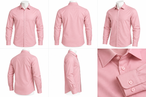 Camisas de Manga Larga Color Rosa Claro para Hombre, Camisas Casuales con Botones y Cuello Estampado, 100% Algodón Transpirable de Verano para Oficina, Trabajo y Uso Diario - Product Image 6