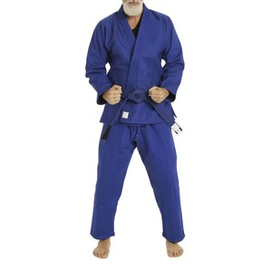 Uniforme de karaté bleu pour homme, 100% coton respirant, coupe classique, vêtements d'arts martiaux pour adultes avec ceinture et sac inclus, en vente en ligne - Product Image 4