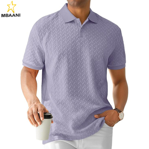 Polo en tricot pour homme à manches courtes, texturé, décontracté, col polo, t-shirt de golf - Product Image 1