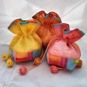 [Goyu] Bolsa Tradicional Coreana Bokjumeoni con Parche Cuadrado, Bolsa de Regalo de Tela Colorida con Cordón, Amuleto de la Suerte, Almacenamiento de Joyas Hecho a Mano - Product Image 2