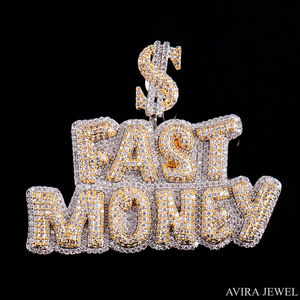 Colgante de Moissanita de Dos Tonos Chapado en Oro, Sin Níquel, Sin Plomo, Pieza Destacada para Amantes de la Moda, Estilo Hip Hop, Plata 925 Sólida - Product Image 1