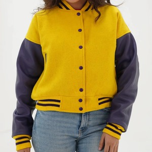 Veste universitaire personnalisée pour femmes, mélange de laine, manches en cuir, style Letterman, service d'échantillons OEM ODM - Product Image 5