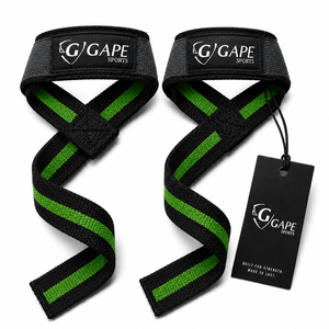 Sangles de levage GAPE SPORTS en nylon noir et vert, antidérapantes, fermeture Velcro, entraînement de force, unisexe, prix de gros, OEM personnalisé - Product Image 1