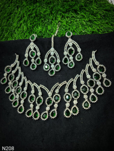 Ensemble de bijoux de mariée en diamant américain classique Collier et boucles d'oreilles en deux pièces pour mariage Style classique à la mode - Product Image 3