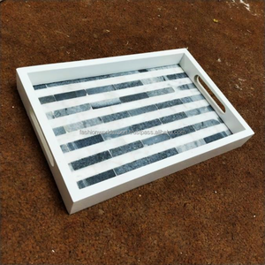 ถาดฝังหินอ่อนสี่เหลี่ยมสี่เหลี่ยมสีชมพูหรูหราถาดหินสำหรับตกแต่งอย่างยั่งยืนเป็นมิตรกับสิ่งแวดล้อมจากอินเดีย - Product Image 3