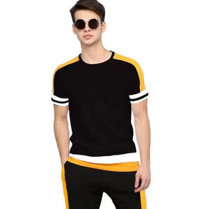 Camiseta de Manga Corta para Hombre, Color Negro y Amarillo, Cuello Redondo, Transpirable, Informal, Deportiva, para Verano - Product Image 3