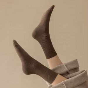New Comfortable 100% Wool Breathable High Quality Black <b>White</b> Grey Brown Blue Purple Women Crew Dress <b>Socks</b> - Product Image 3