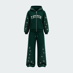 Ensemble de survêtement en coton épais personnalisé, style streetwear graphique oversize, vente en gros OEM ODM - Product Image 2