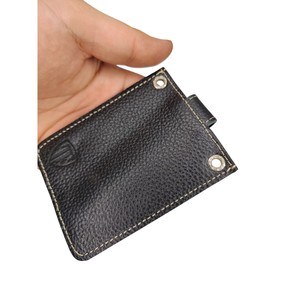 Portefeuille fin pour homme en cuir véritable personnalisé avec fermeture à pression, blocage RFID de haute qualité, fenêtre pour carte d'identité et format court - Product Image 3