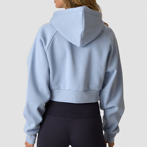 High Quality Custom Logo Cotton <b>Long</b> <b>Sleeve</b> Pullover Women Crop <b>Top</b> Hoodie for <b>Gym</b> Clothing and Outdoor Wear With Private Logos - Product Image 5
