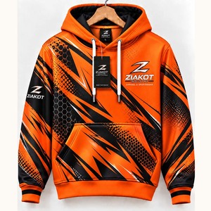Wholesale Direct Ziakot Industry Custom Stitched <b>Orange</b> <b>Orange</b> Black Sports Pullover Sweatshirt <b>Hoodie</b> - Product Image 1
