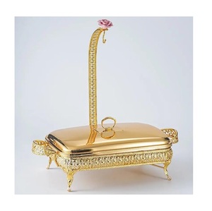 Plat de service de luxe en acier inoxydable avec couvercle articulé ou à ouverture normale, chauffe-plat professionnel pour buffet - Product Image 3