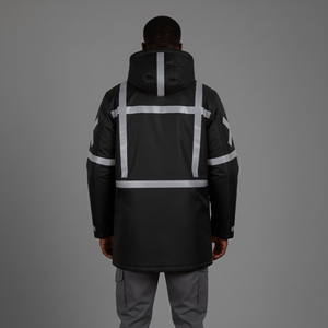 Hi-Vis Reflective Safety <b>Jacket</b> Men's 100% Polyester Winter Outdoor <b>Work</b> Warm LED Flash Waterproof Class 2 Customized Logo - Product Image 3