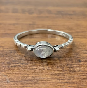 Ethnic Rainbow Moonstone <b>Ring</b> 925 Sterling Silver Oxidized <b>Thin</b> Minimalist Band Designer Engagement Jewelry - Product Image 1