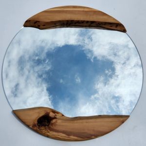 Espejo Redondo de Pared de Madera Rústica Hecho a Mano, Acabado Natural de Alta Calidad para Decoración de Interiores, Sala de Estar, Dormitorio, Hogar, de Indonesia - Product Image 3