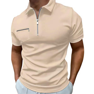 Custom Logo Design Quarter Zip Short Sleeve <b>Polo</b> <b>Shirts</b> Mens Muscle Fit Performance Sports Gym Casual <b>with</b> <b>Pockets</b> <b>Shirts</b> - Product Image 4