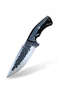 Couteau utilitaire à lame fixe en acier carbone artisanal, manche en bois noir personnalisé - Product Image 1
