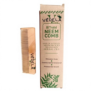Vedela Natural Neem Wood Comb Long Handle Moon Comb Anti-Static Anti-Hair Loss Hair Care <b>Tool</b> for <b>Smooth</b> Hair Hotel Use - Product Image 1