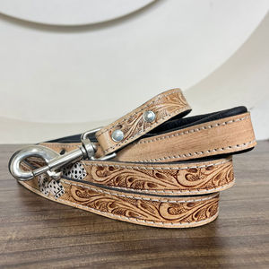 Nouveau dernier damier et conception de dés usiné à la main en cuir véritable laisse pour animaux de compagnie laisse réglable chien formation laisses accessoires pour animaux de compagnie - Product Image 6