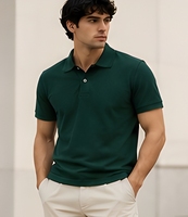 Polo en coton personnalisé 240 GSM, tissu piqué lourd, coupe classique, fabrication de vêtements en gros, marque privée OEM