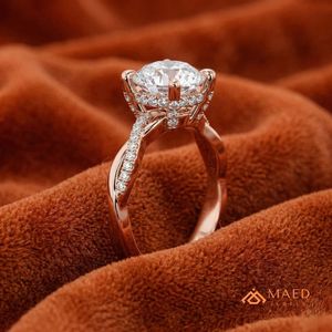 Anillo de Moissanita con Baño de Oro Rosa, Joyería de Lujo para Novia, Anillo de Promesa, para Uso Diario, Regalo para Mujer, Estilo Americano, Elegante - Product Image 2