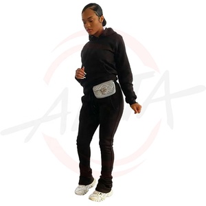 2022 hiver femme vêtements nouveautés 2pc survêtement pull à capuche et épais empilé pantalon de survêtement ensemble femmes deux pièces pantalon ensemble - Product Image 4