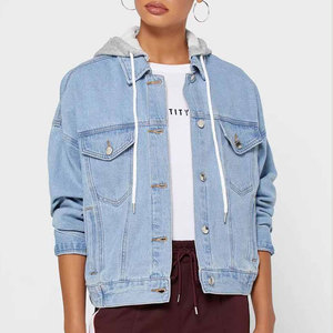 Veste en jean bleu clair pour femme Econex Sports, respirante, à un seul bouton, manches courtes, couleur unie, pour l'automne - Product Image 4
