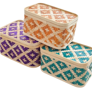 Premium Gifting <b>Hampers</b> Bamboo <b>Gift</b> Box Hinged Lid Woven <b>Basket</b> Reusable Decorative Wood Storage Box Bulk Supply for Celebration - Product Image 5