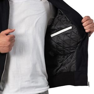 Veste universitaire zippée pour homme en mélange de laine avec manches en cuir, style vintage, veste bomber de baseball, patchwork, broderie, écologique - Product Image 6