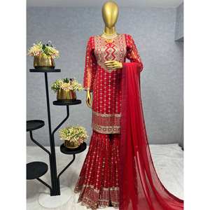 Salwar Kameez de Poliéster de Diseño - Conjunto de Fiesta con Top y Pantalón y Hermosa Dupatta Talla XL - Product Image 2