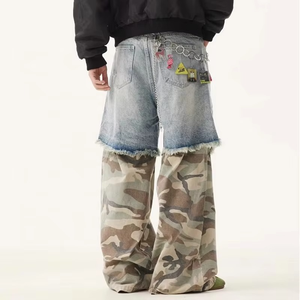 Jeans en denim unisexe surdimensionnés, coupe large, délavés, grande taille, personnalisables, pour hommes, vente en gros à prix compétitif - Product Image 5