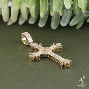 AARVA JEWELS Pendentif Croix Chrétienne en Argent Sterling 925 avec Moissanite Taille Brillant, Plaqué Or Rose Rhodié, Bijoux Unisexe - Product Image 2