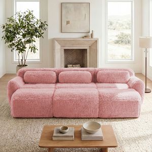 Divano a 3 Posti in Tessuto Morbido 32D ad Alta Densità per Soggiorno, Pouf Mobile, Combinazione Libera, Nessun Montaggio Richiesto - Product Image 1