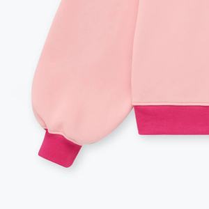 Sudadera Oversize Rosa de Cuello Redondo para Mujer con Mangas Farol, Tejida, Color Sólido, para Otoño - Product Image 4