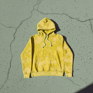 Sudadera con capucha amarilla con efecto ácido para hombre, estilo oversize, streetwear, con logo personalizado, forro polar grueso, lavado vintage, con bolsillo canguro - Product Image 1