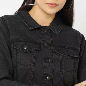 Custom Women Denim Jacket Oversized Vintage Washed Casual Streetwear Button Up Jean Jacket for Spring Autumn Fashion - Product Image 3