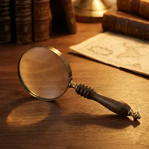 Loupe portative en laiton antique avec manche en bois pour la lecture, l'inspection des pièces de monnaie, des timbres, des objets de collection scientifiques et le bureau - Product Image 5