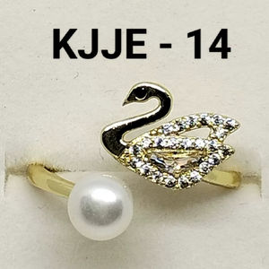 Anillo de Perlas Naturales de Agua Dulce con Diseño de Cisne, Anillo de Joyería de Moda, Anillo de Perlas Chapado en Oro, Venta al por Mayor - Product Image 2