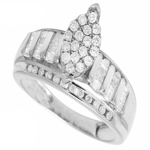 ZAWO Luxury Baguette & Round Cut Moissanite Diamond Pave Setting <b>Ring</b> 925 Silver <b>Iced</b> Everyday Wear Unisex Gift - Product Image 3