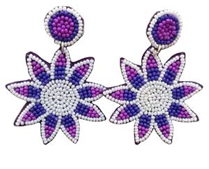 Boucles d'oreilles personnalisées à fleurs brodées à la main, multi-perles, bijoux de fête pour femmes, au meilleur prix, boucles d'oreilles à perles - Product Image 1