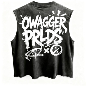 เสื้อกล้ามโอเวอร์ไซส์ลายกราฟฟิตีสไตล์วินเทจ OEM 2026 รุ่นปรับแต่งได้สำหรับผู้ชาย ผ้าคอตตอนยืดหยุ่น ระบายอากาศได้ดี สไตล์สตรีทแวร์ Y2K - Product Image 2