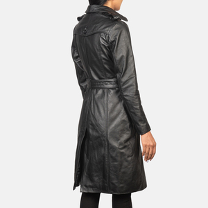 Manteau long en cuir véritable pour femme, personnalisé OEM, avec capuche à fourrure, matelassé, veste d'hiver à manches longues, fermeture éclair, style moto - Product Image 2