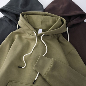 Conjunto de Sudadera con Capucha Azul Unisex, Color Sólido, Talla Grande, 100% Algodón, Pantalones Cortos de Felpa con Bolsillo, Antiarrugas, Ropa Casual de Otoño, OEM - Product Image 3
