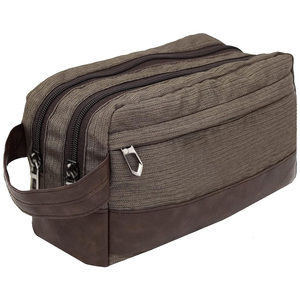 <b>Canvas</b> Toiletry Bag Large Capacity Waterproof Travel Organizer Cosmetic Pouch for Men & Women Bathroom Essentials - Product Image 3